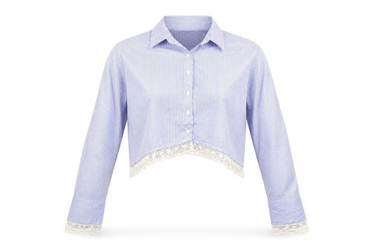 Womens UK Size XL Fenn Wright Manson Blue Cropped Button-Up