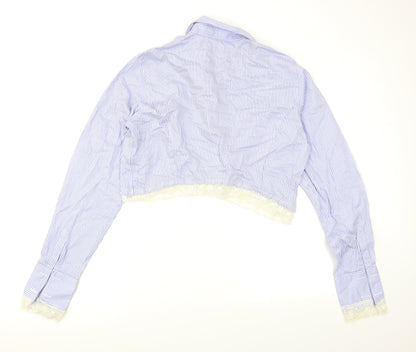 Womens UK Size XL Fenn Wright Manson Blue Cropped Button-Up