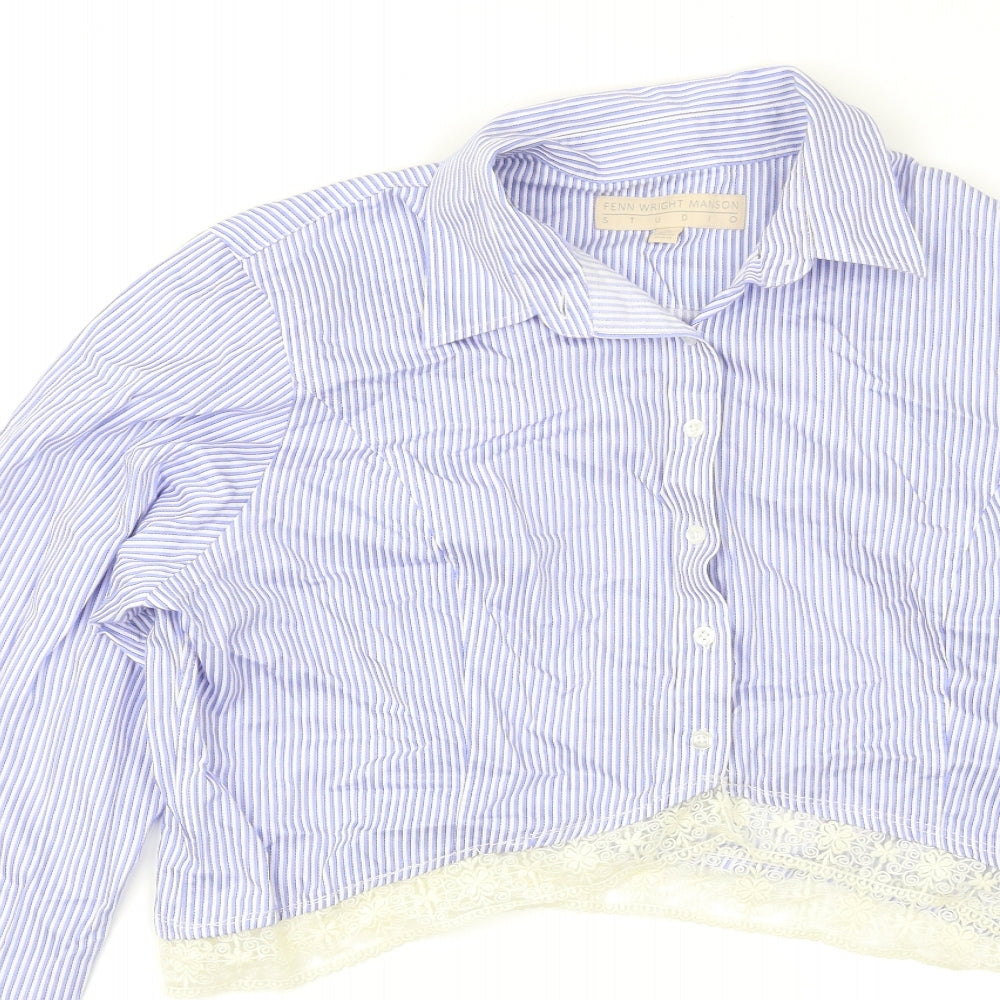 Womens UK Size XL Fenn Wright Manson Blue Cropped Button-Up