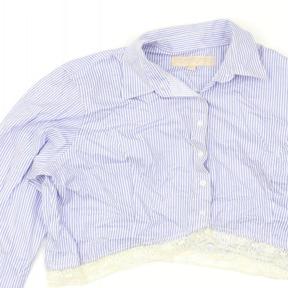 Womens UK Size XL Fenn Wright Manson Blue Cropped Button-Up