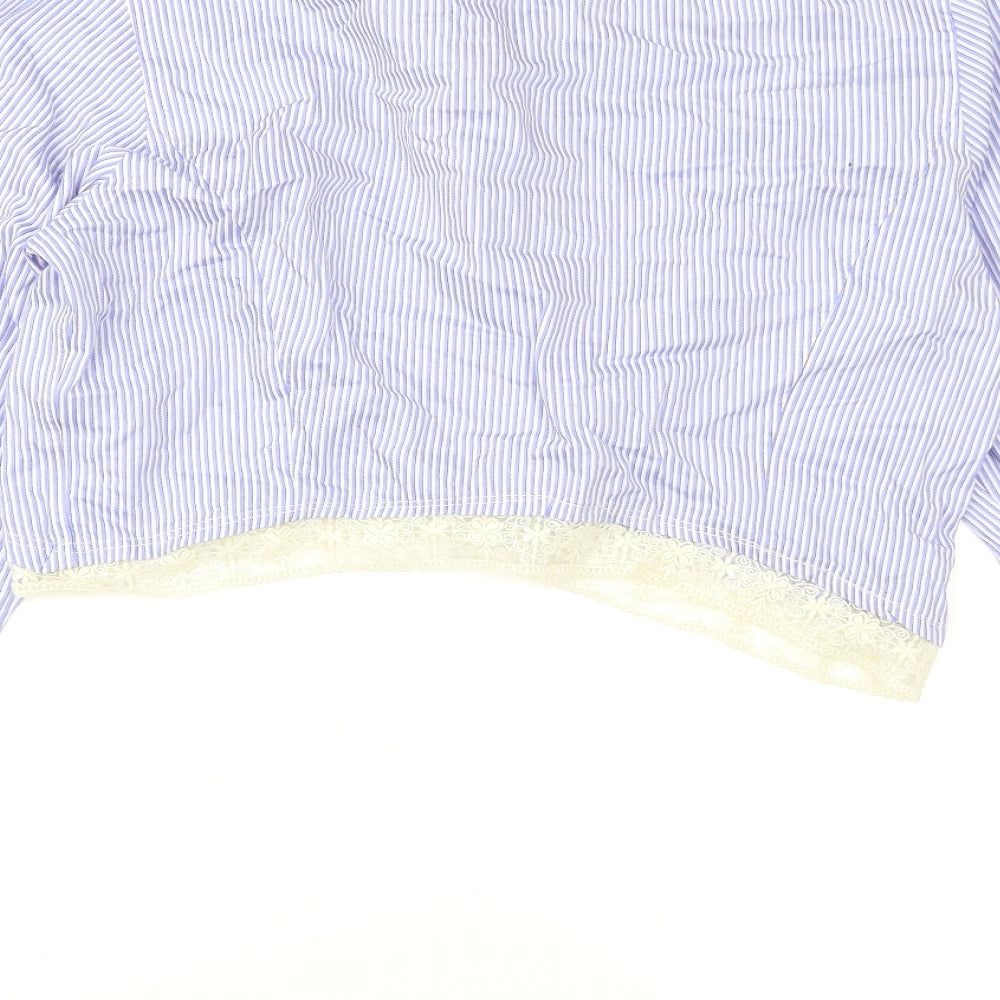 Womens UK Size XL Fenn Wright Manson Blue Cropped Button-Up