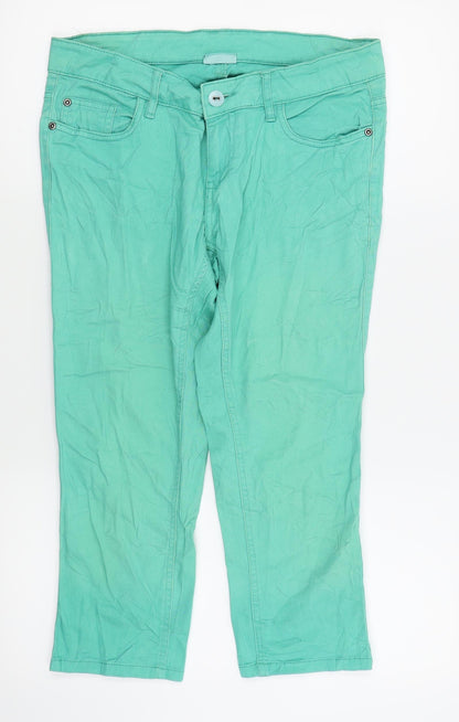 Womens UK Size 10 OKAY Regular Fit Capri Green Jeans
