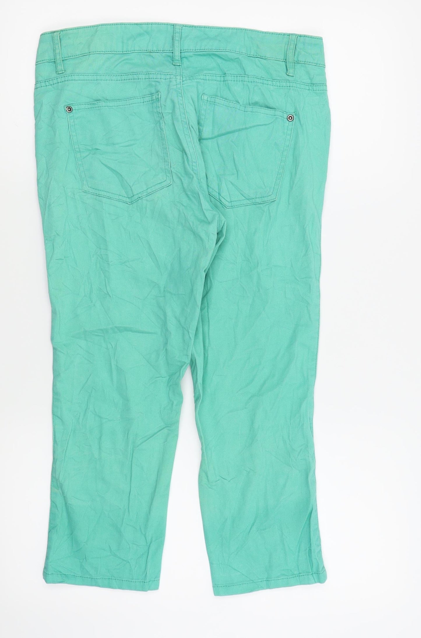 Womens UK Size 10 OKAY Regular Fit Capri Green Jeans