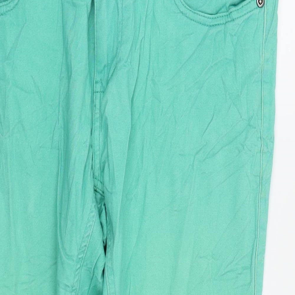 Womens UK Size 10 OKAY Regular Fit Capri Green Jeans
