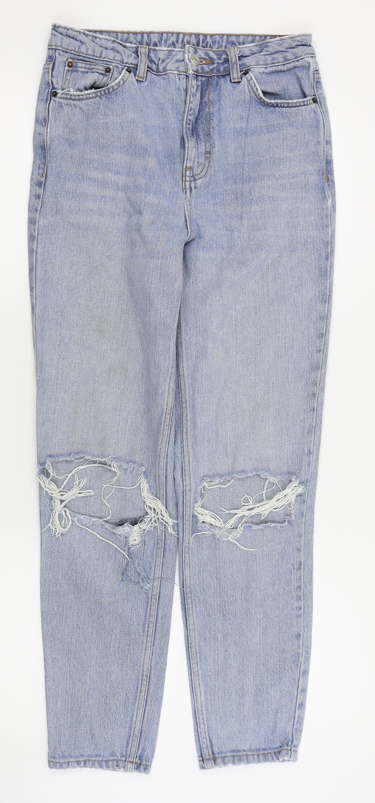 Topshop Womens Blue   Straight Jeans Size 28 in L31 in - ripped jeans