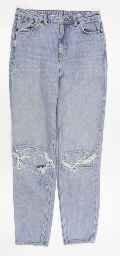 Topshop Womens Blue   Straight Jeans Size 28 in L31 in - ripped jeans