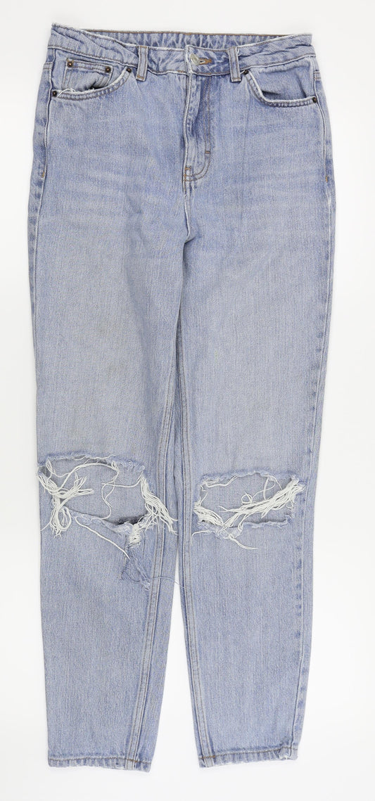 Topshop Womens Blue   Straight Jeans Size 28 in L31 in - ripped jeans
