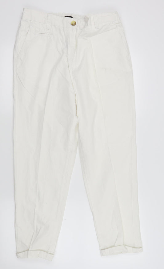 Womens UK Size 12 LABEL BE Regular Fit  White Trousers