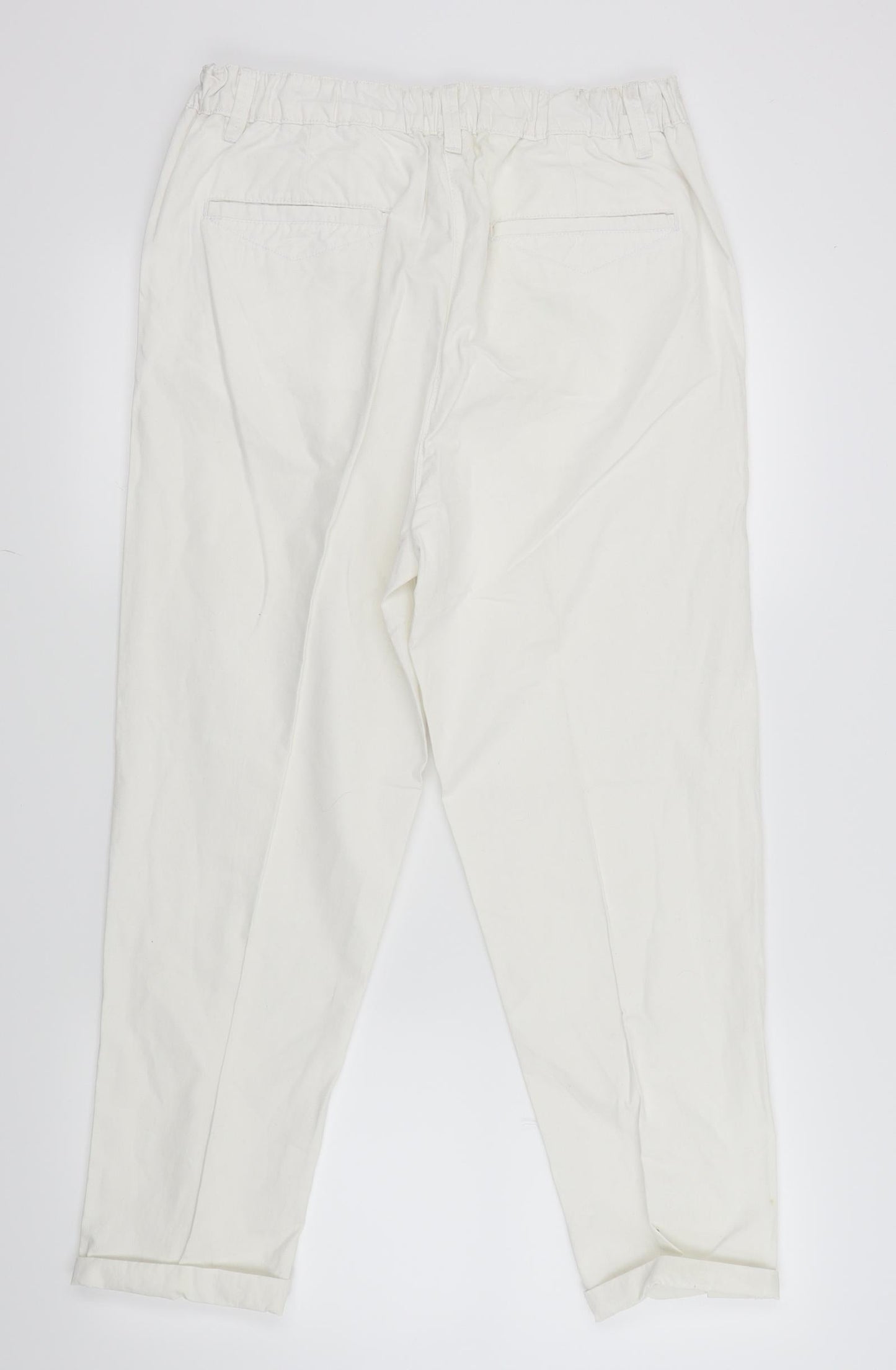 Womens UK Size 12 LABEL BE Regular Fit  White Trousers