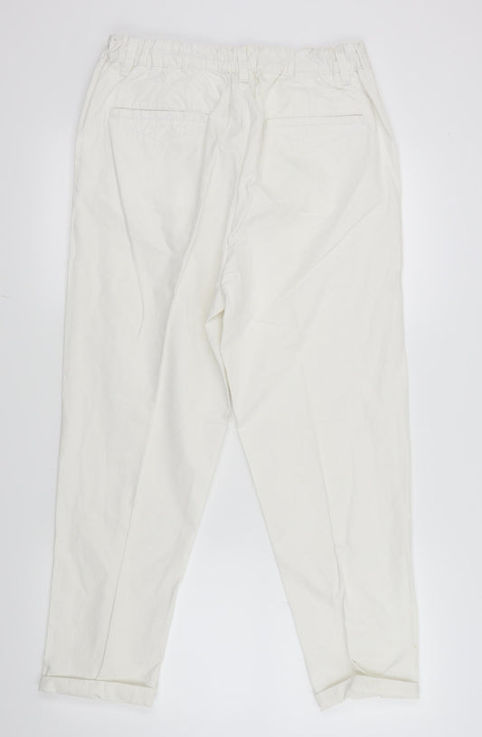 Womens UK Size 12 LABEL BE Regular Fit  White Trousers