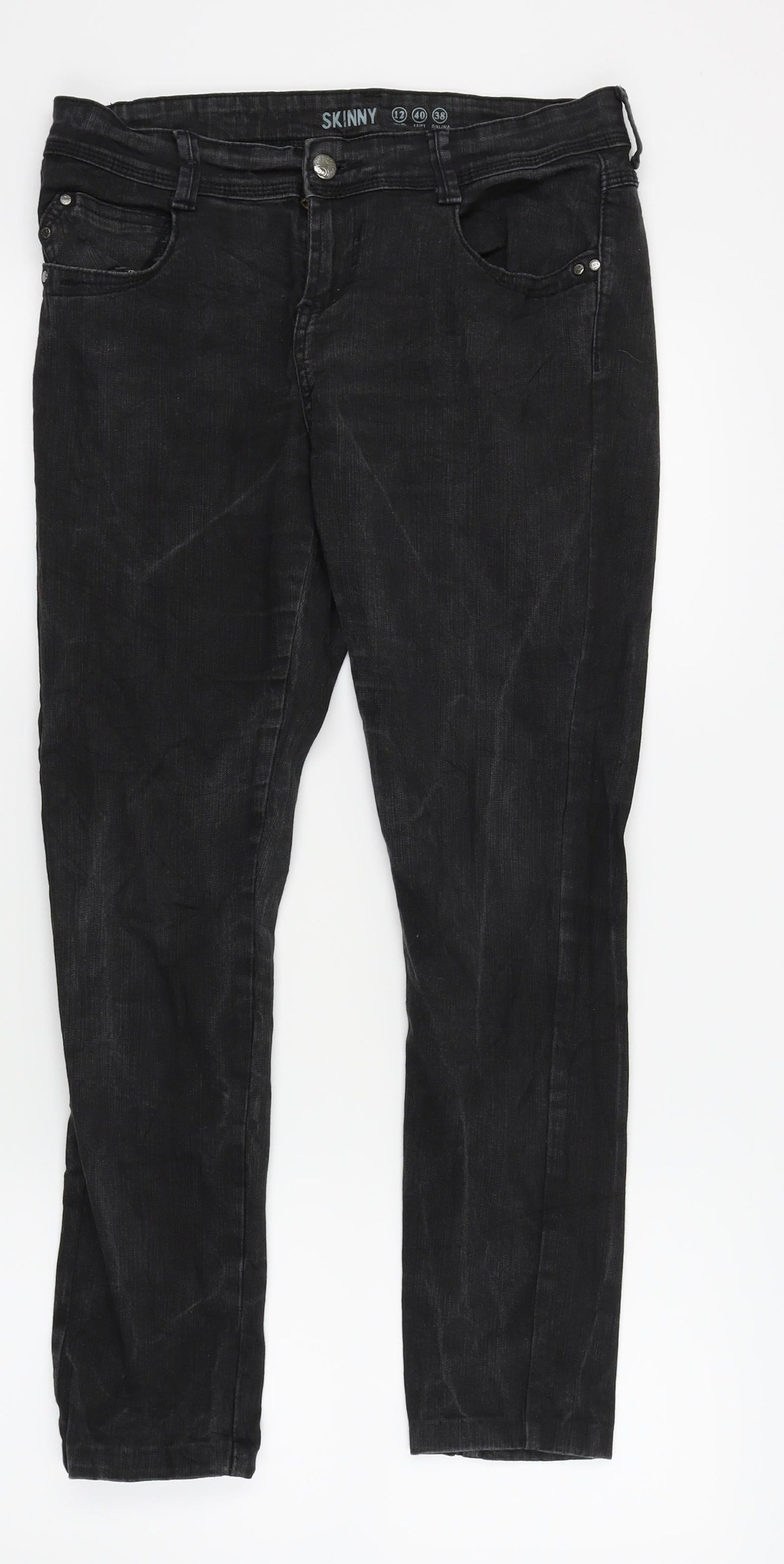 Womens UK Size 12 DENIM AND CO Regular Fit Skinny Black Jeans
