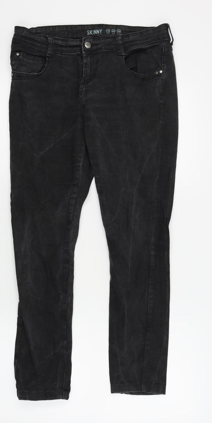 Womens UK Size 12 DENIM AND CO Regular Fit Skinny Black Jeans