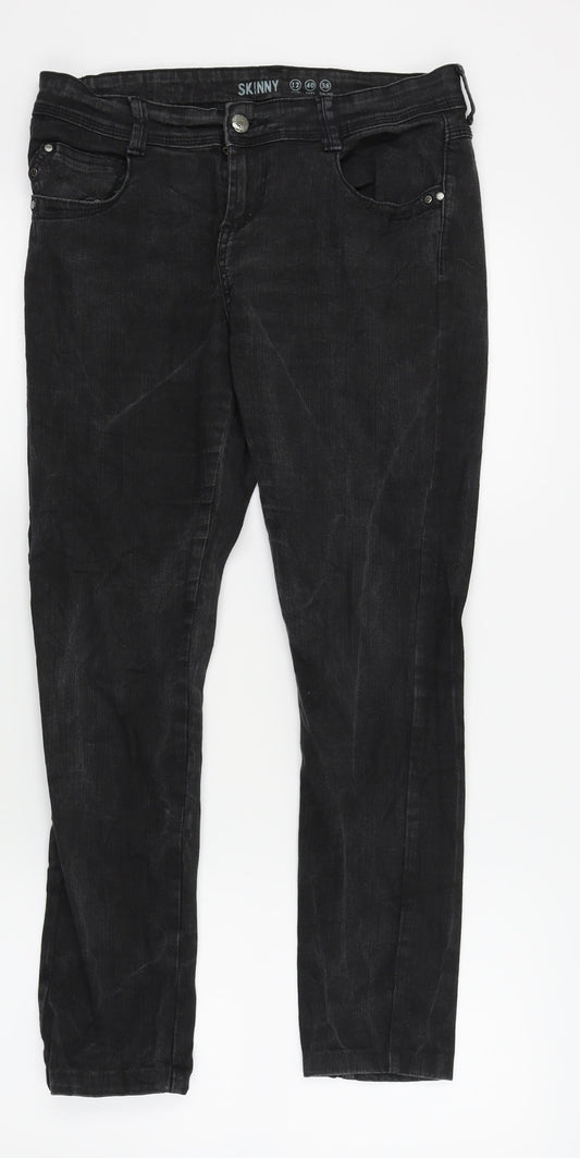 Womens UK Size 12 DENIM AND CO Regular Fit Skinny Black Jeans