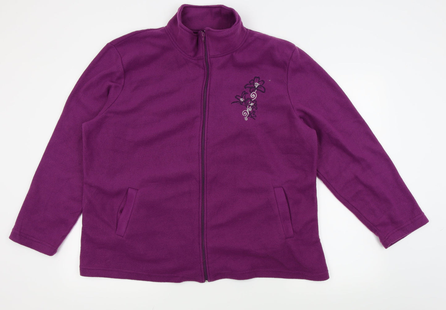 Anne De Lancay Womens Pink Floral  Full Zip Jumper Size XL  - Fleece