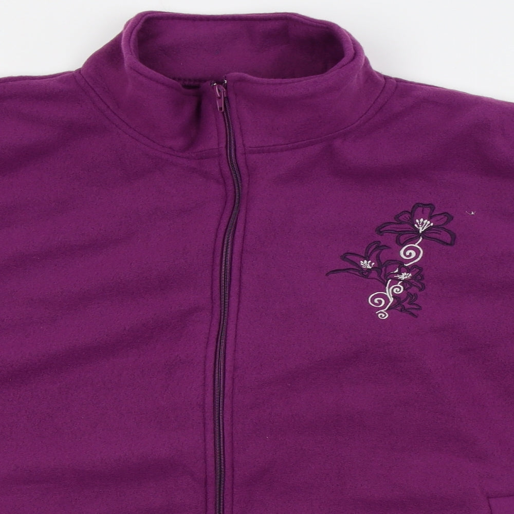 Anne De Lancay Womens Pink Floral  Full Zip Jumper Size XL  - Fleece