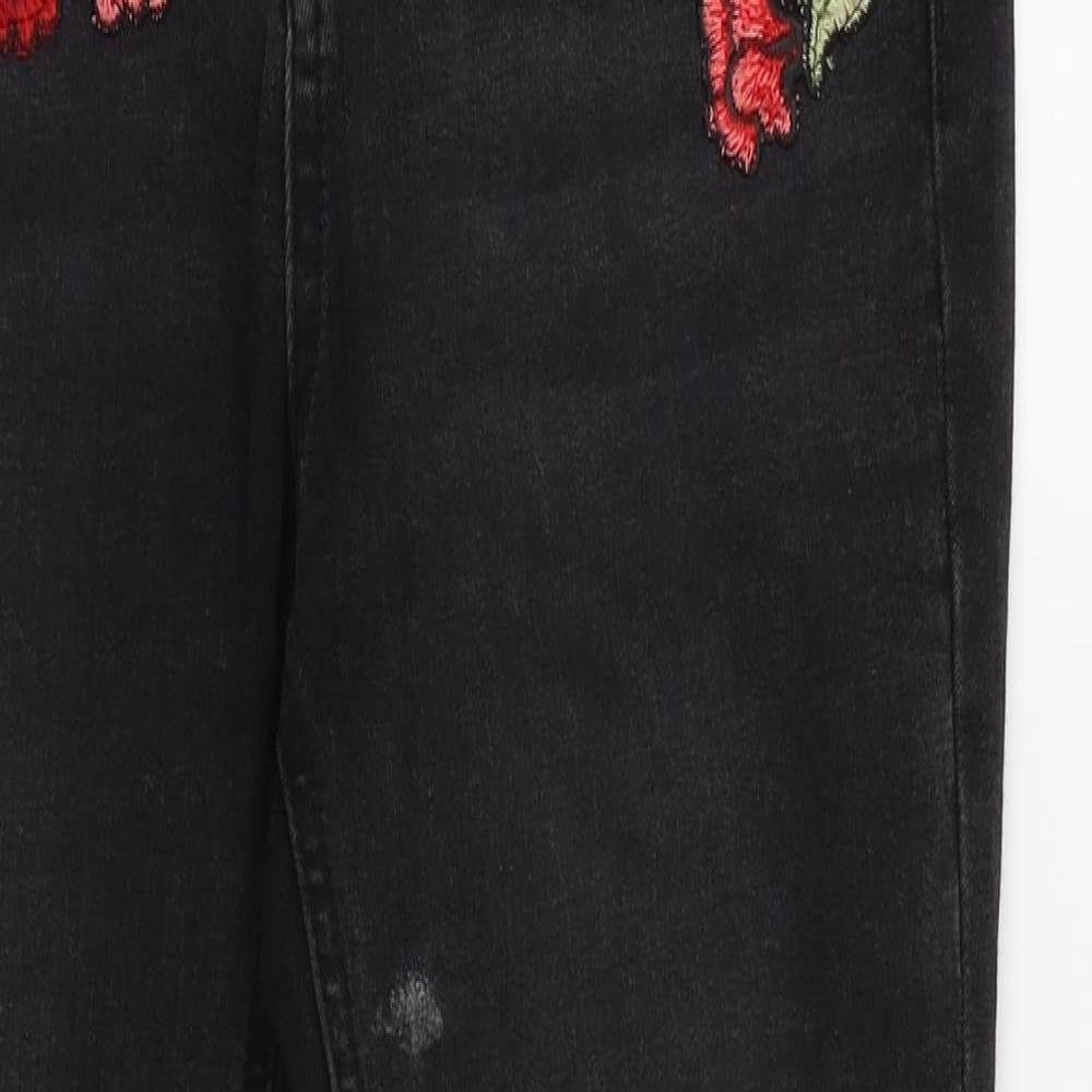 New Look Womens Black Floral  Skinny Jeans Size 10 L24 in