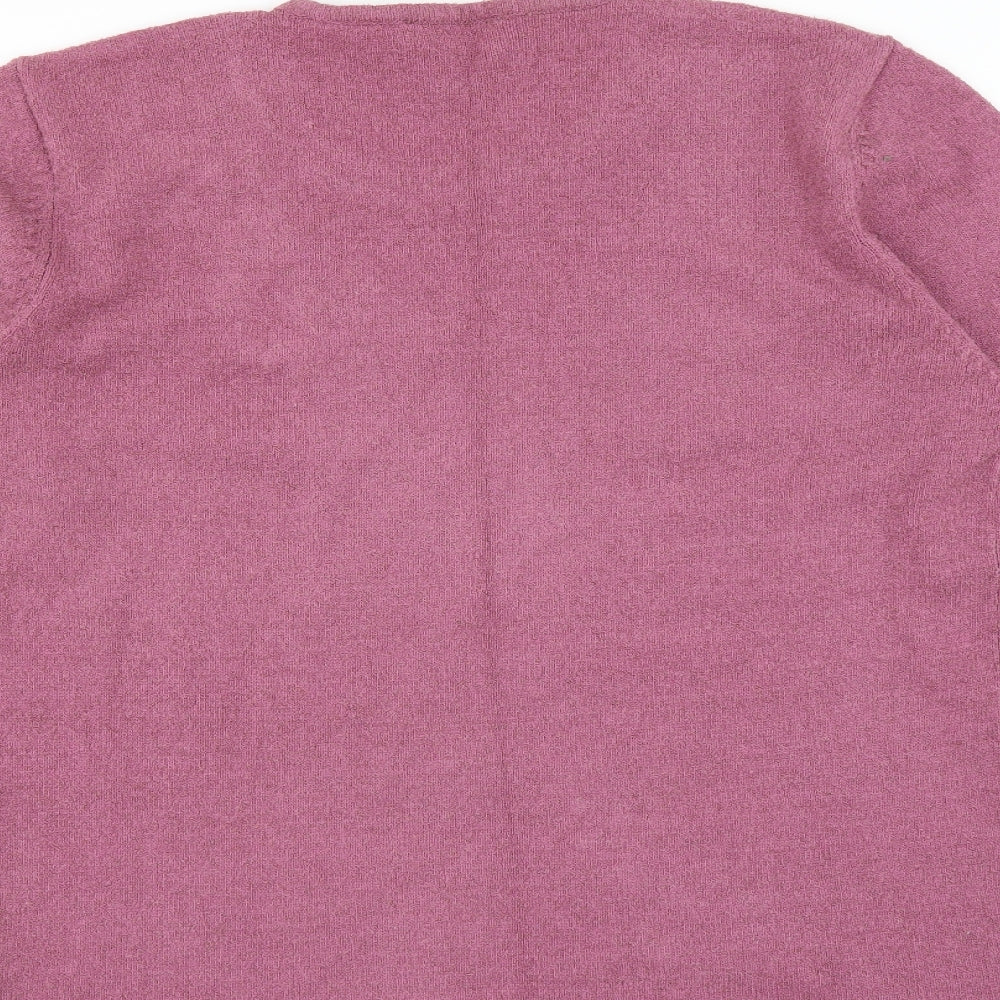 Vilona Womens Pink   Pullover Jumper Size 16  - Floral embroidery