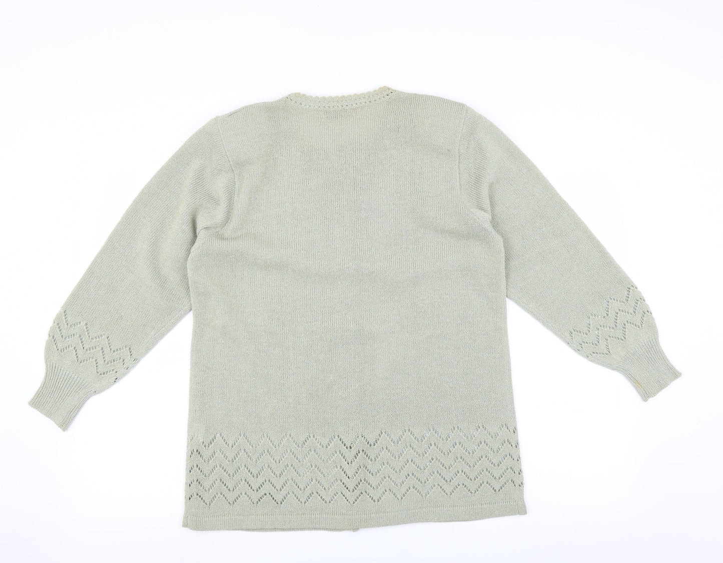 Affections Womens Green   Cardigan Jumper Size M  - Floral embroidery
