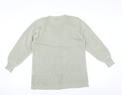 Affections Womens Green   Cardigan Jumper Size M  - Floral embroidery