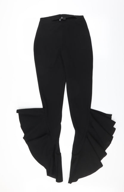 Missguided Womens Black   Trousers  Size 8 L33 in - Ruffle Hem