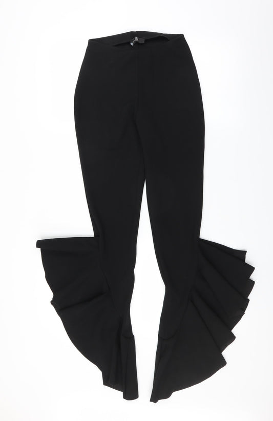 Missguided Womens Black   Trousers  Size 8 L33 in - Ruffle Hem