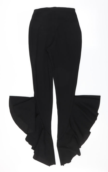 Missguided Womens Black   Trousers  Size 8 L33 in - Ruffle Hem