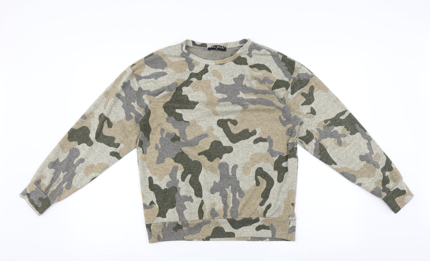 Select Mens Green Camouflage  Pullover Sweatshirt Size S