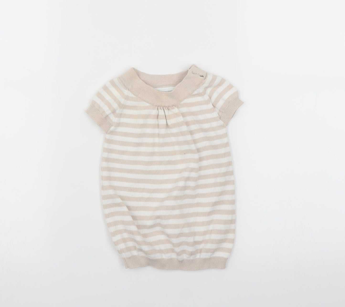 the little white company Girls Beige Striped  Pullover Jumper Size 3-6 Months