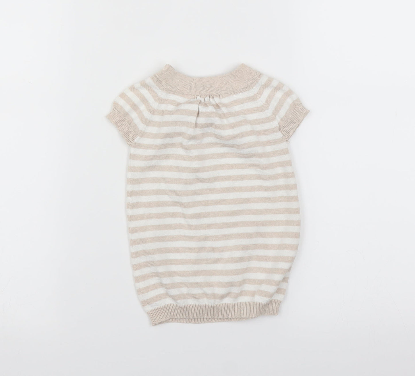 the little white company Girls Beige Striped  Pullover Jumper Size 3-6 Months