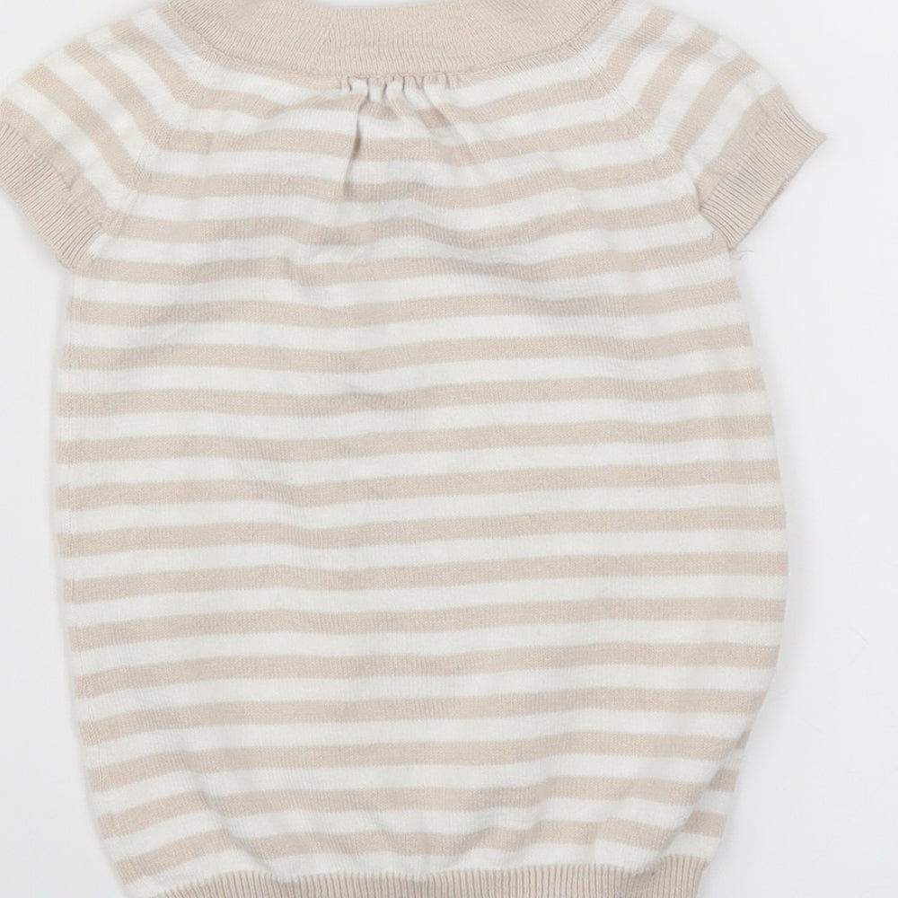 the little white company Girls Beige Striped  Pullover Jumper Size 3-6 Months