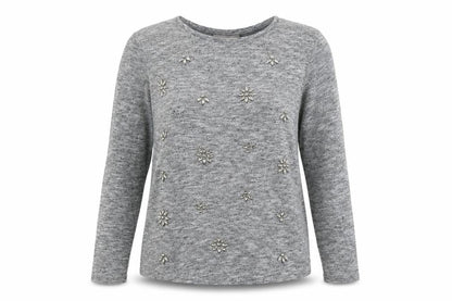 Primark Womens Grey   Pullover Jumper Size 10  - floral beading detail