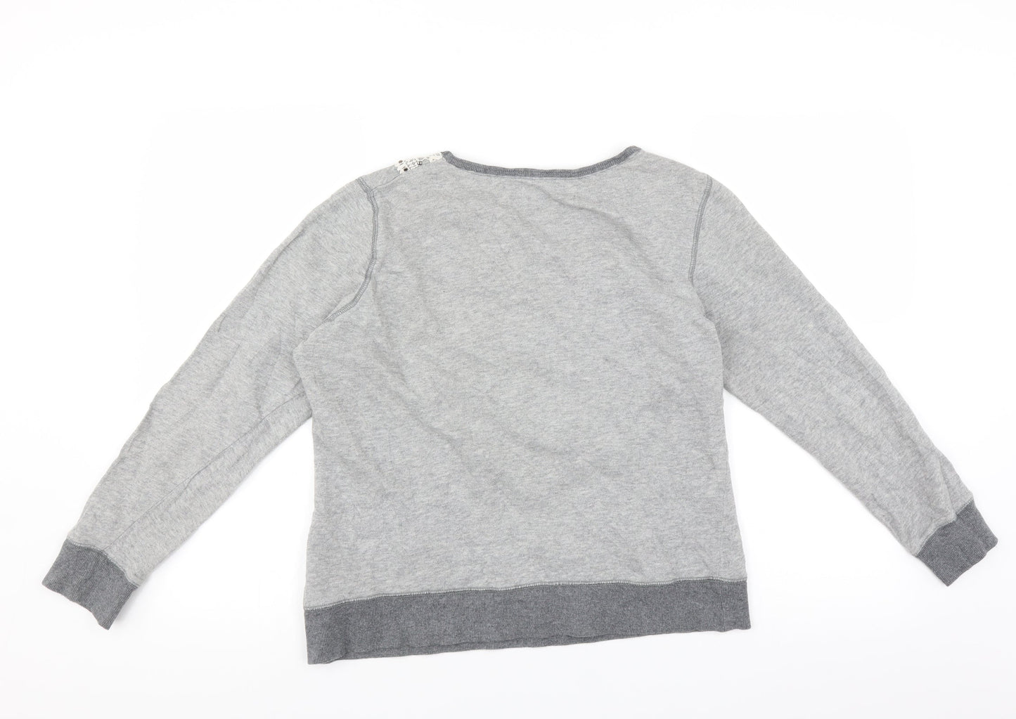 New Look Womens Grey   Pullover Sweatshirt Size 16  - crochet detail