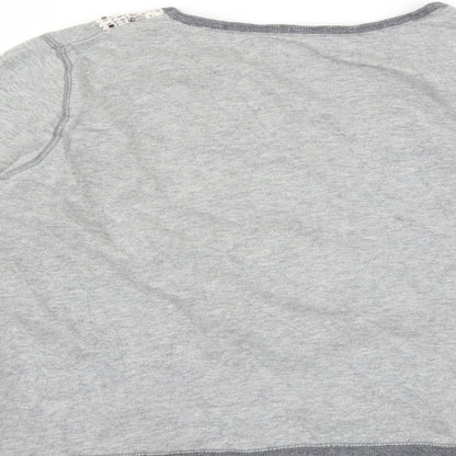 New Look Womens Grey   Pullover Sweatshirt Size 16  - crochet detail