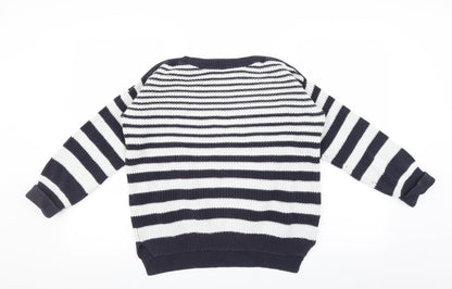 Marks & Spencer Womens Blue Striped  Pullover Jumper Size M