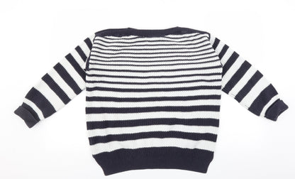 Marks & Spencer Womens Blue Striped  Pullover Jumper Size M