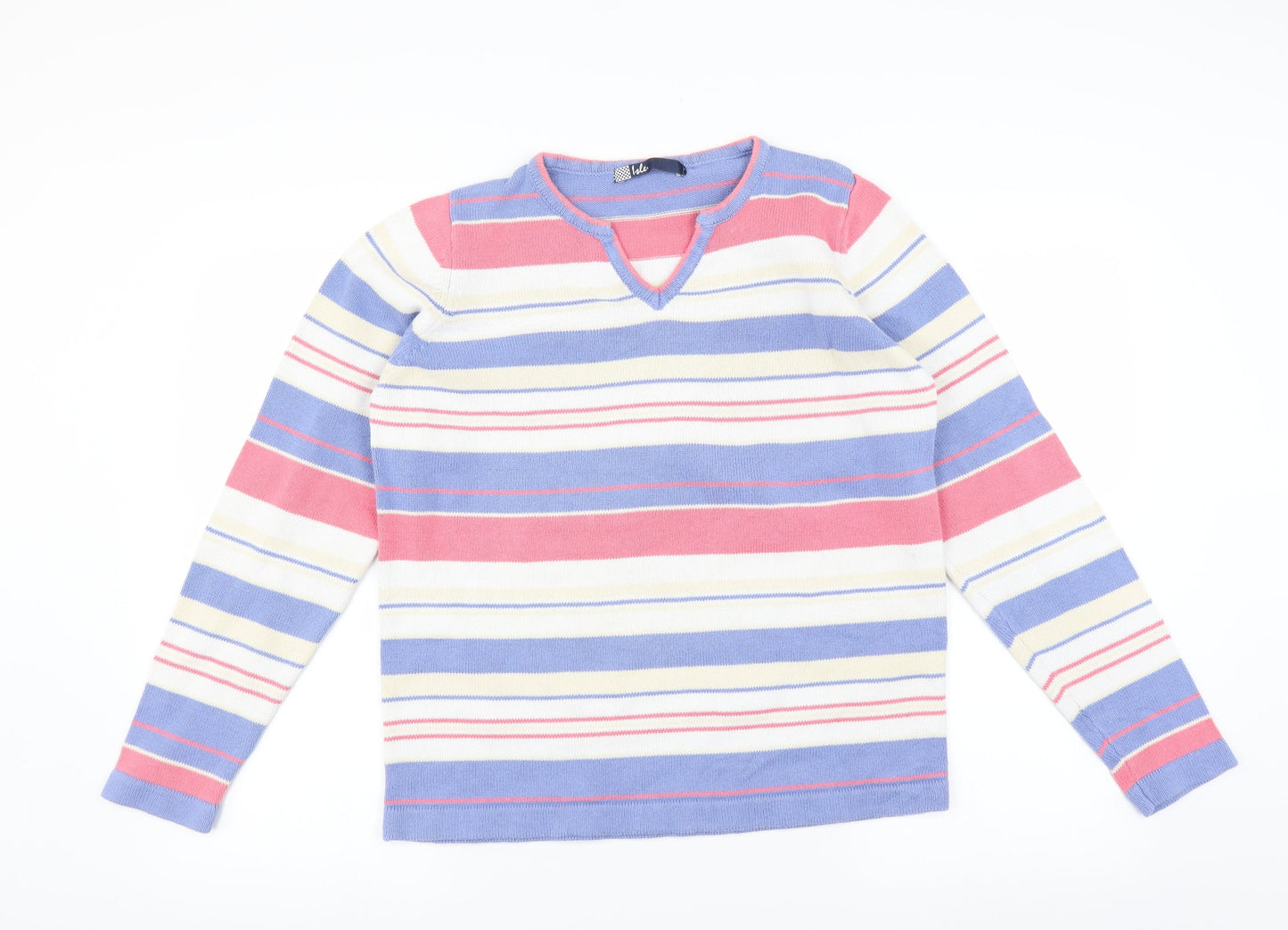 EWM Womens Blue Striped  Pullover Jumper Size M