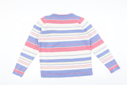 EWM Womens Blue Striped  Pullover Jumper Size M