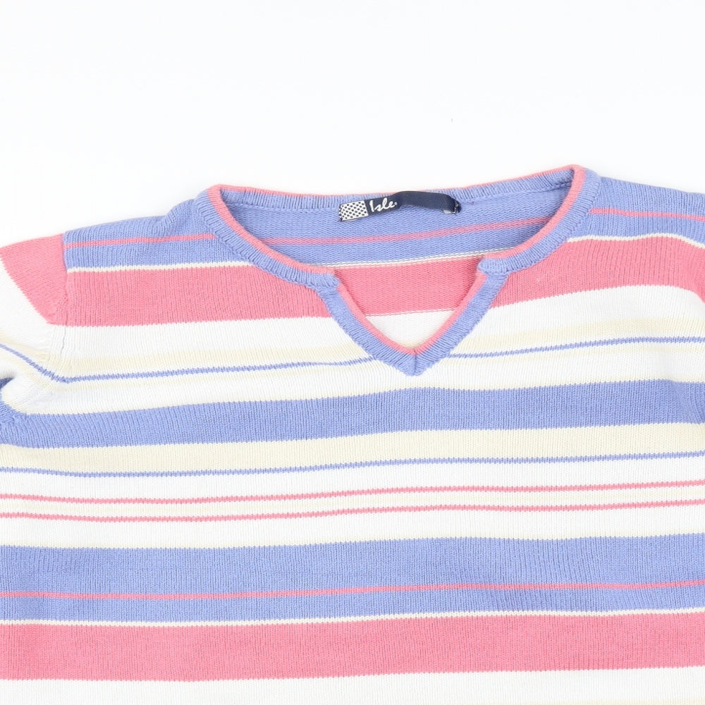 EWM Womens Blue Striped  Pullover Jumper Size M