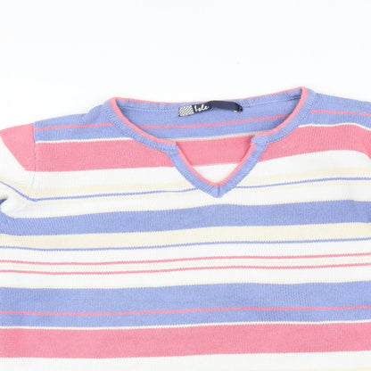 EWM Womens Blue Striped  Pullover Jumper Size M