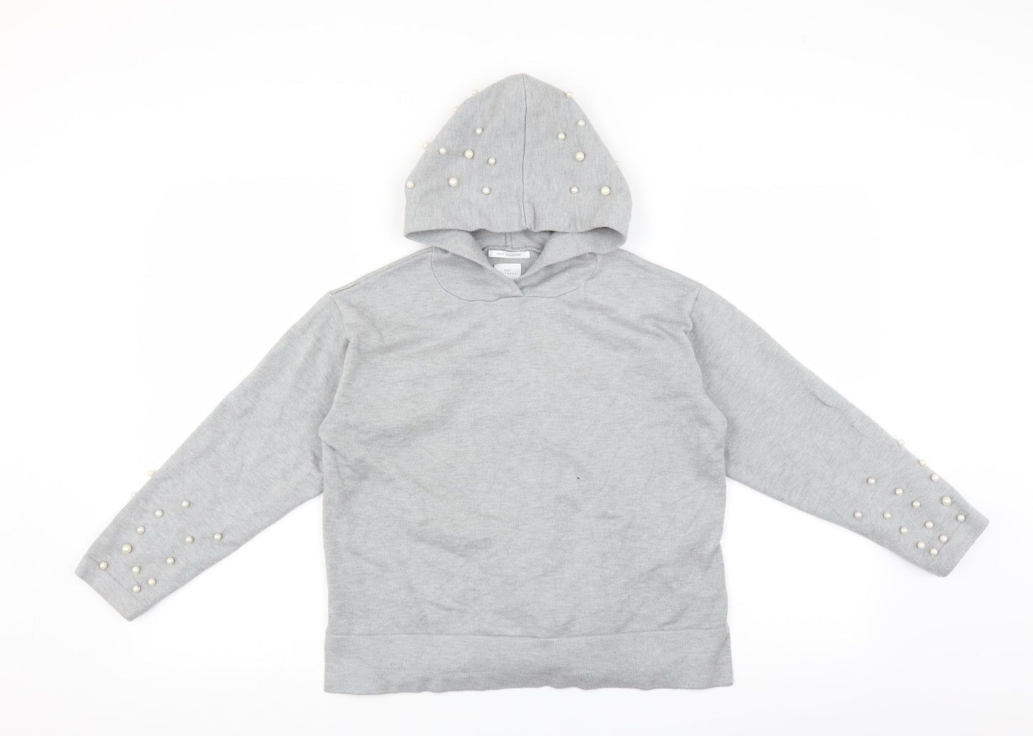 Zara Girls Grey   Pullover Hoodie Size 10 Years  - beaded detail