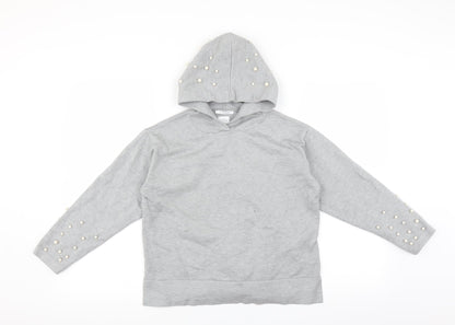 Zara Girls Grey   Pullover Hoodie Size 10 Years  - beaded detail