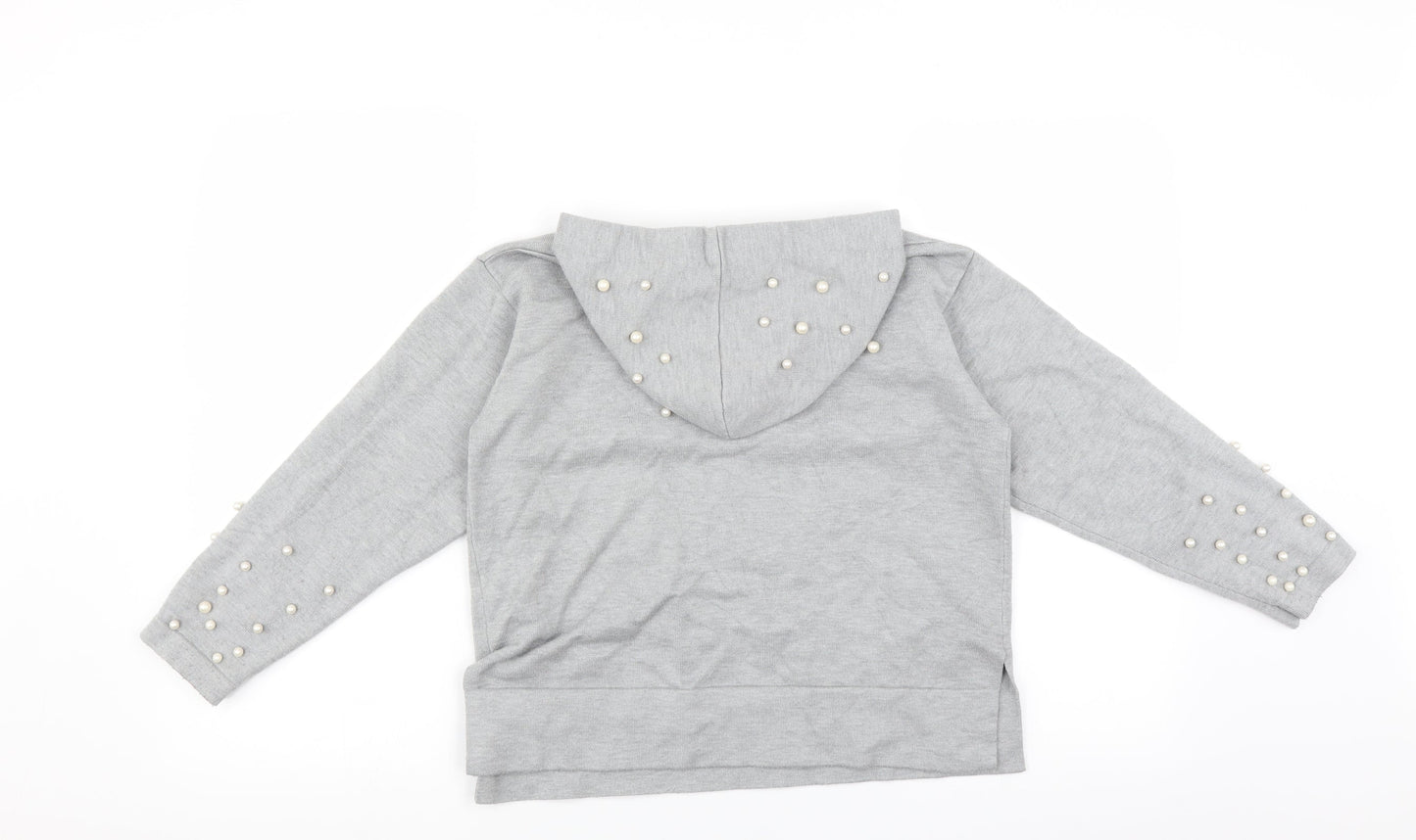 Zara Girls Grey   Pullover Hoodie Size 10 Years  - beaded detail