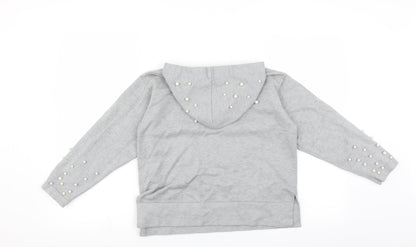 Zara Girls Grey   Pullover Hoodie Size 10 Years  - beaded detail