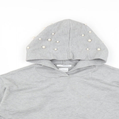 Zara Girls Grey   Pullover Hoodie Size 10 Years  - beaded detail