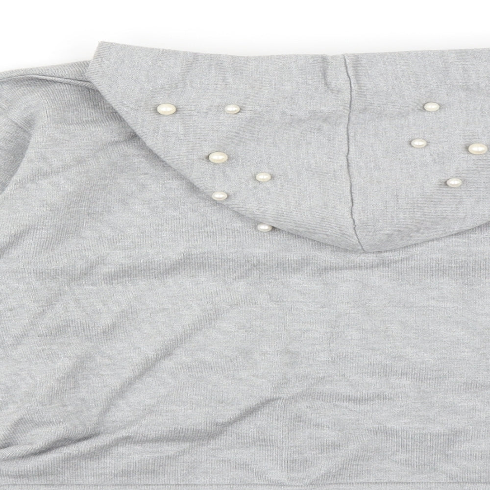Zara Girls Grey   Pullover Hoodie Size 10 Years  - beaded detail