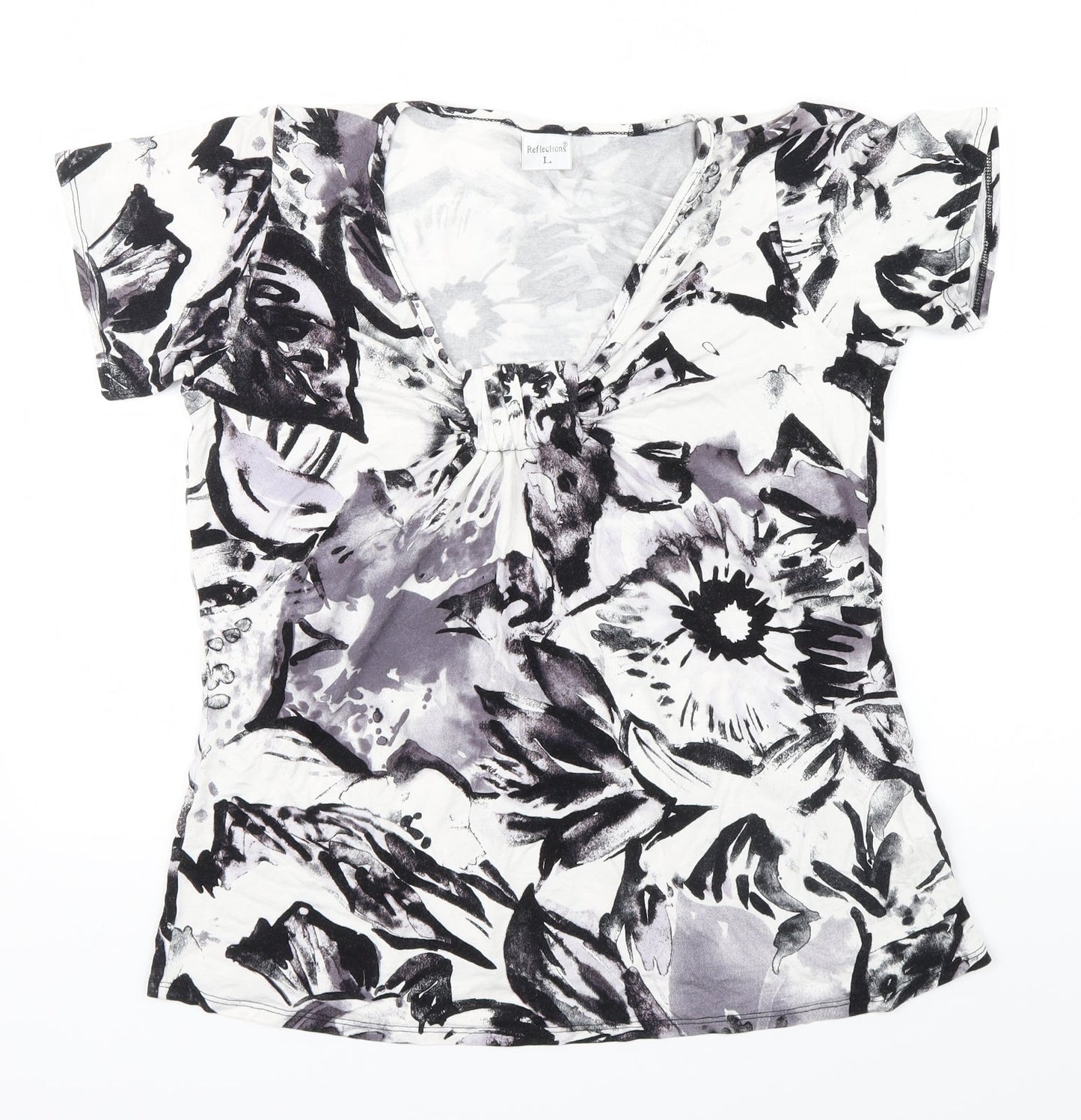 Womens UK Size L Reflections Black Basic T-Shirt