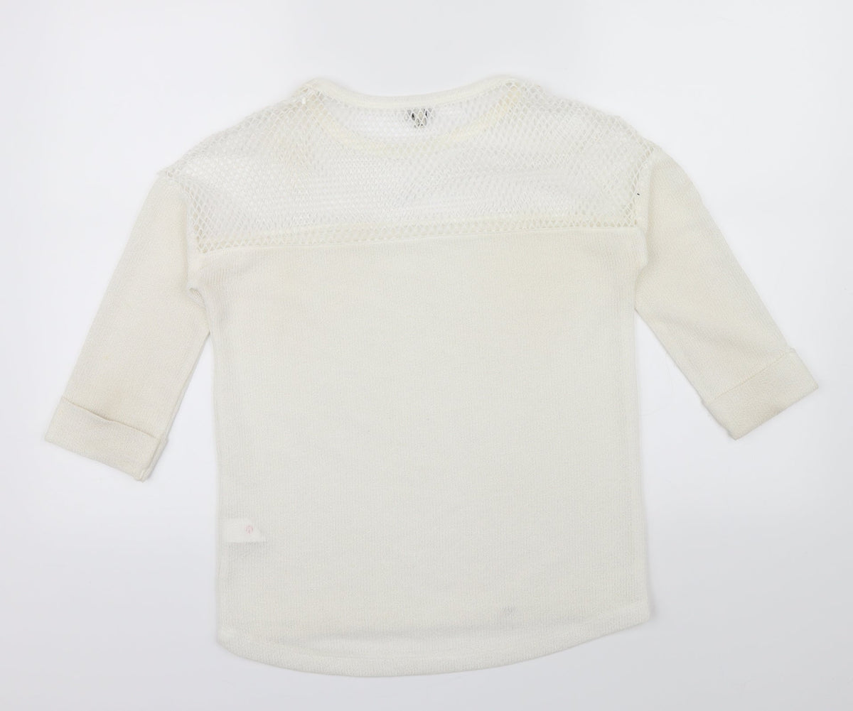 River Island Womens Beige   Pullover Jumper Size 6  - Netted top