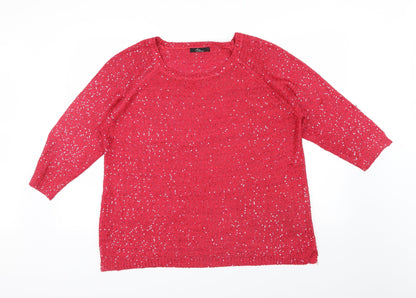 Bonmarché Womens Pink Pullover Jumper Size L - Sequin detail