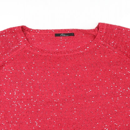 Bonmarché Womens Pink Pullover Jumper Size L - Sequin detail
