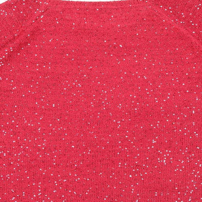 Bonmarché Womens Pink Pullover Jumper Size L - Sequin detail
